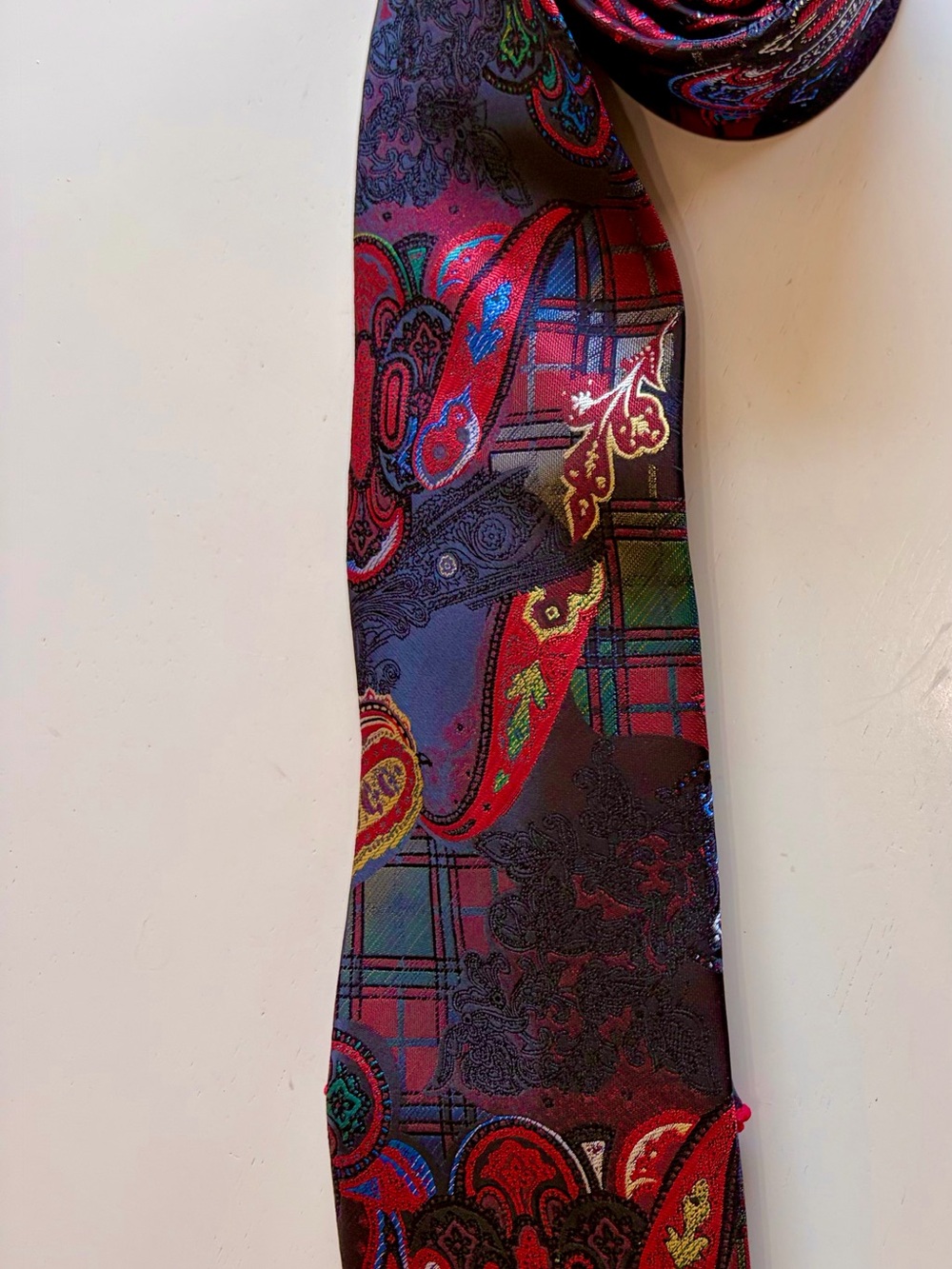 MENZGGG Vintage Style Paisley Plaid Tie & Pocket Square Set NWOT